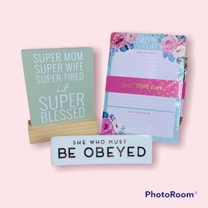 Best Mom Ever “To Do List” pad, pen, paperweight, Super Mom plaque